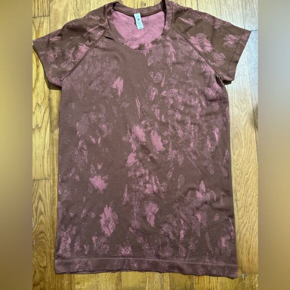 lululemon athletica Brown and Pink athletic tee women’s size 10 - Picture 1 of 15